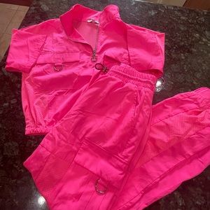 Hot pink fashion nova track suit extra small